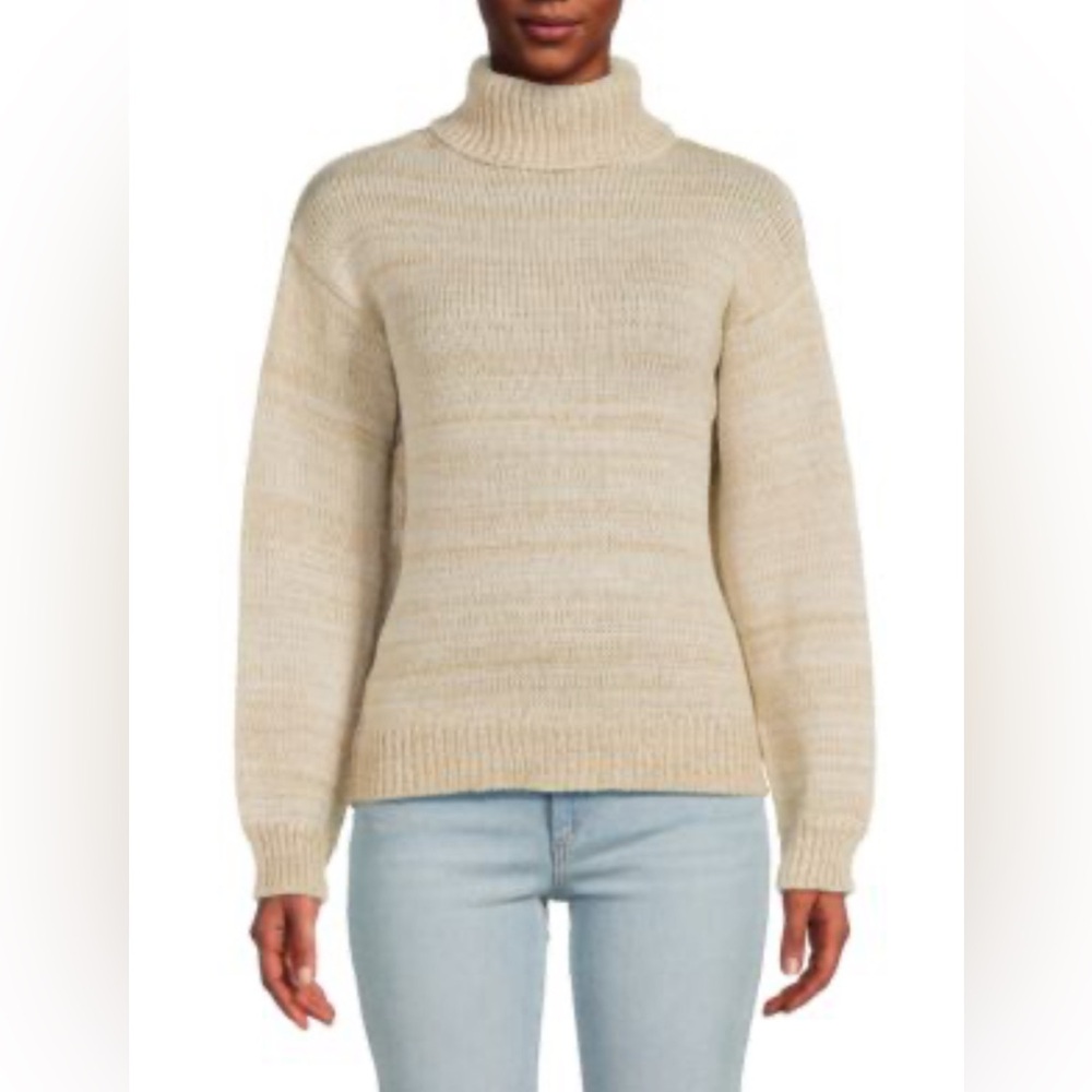 JOE'S JEANS Gold and Cream Knit Turtleneck Long Sleeve Sweater Size Large NWOT